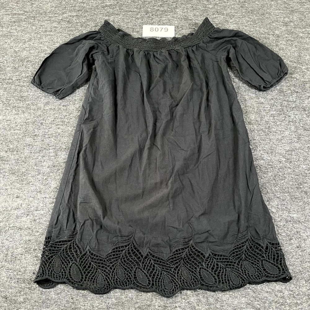 Love Fire Off Shoulder Dress Womens Medium Black Lace Hem Floral Casual Outdoor